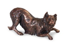 bronze dog urn - border collie