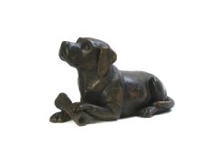 bronze dog urn - dog with bone