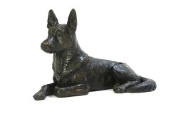 bronze dog urn - german shepherd