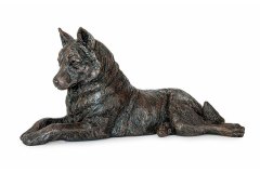 bronze dog urn - husky