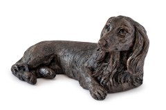 bronze dog urn - long haired dachshund