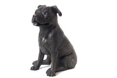 bronze dog urn - Staffordshire bull terrier