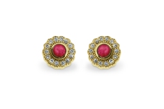 Gold and red earrings
