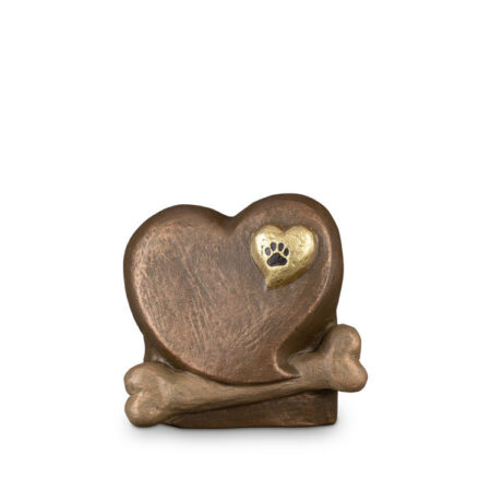 Ceramic Brass effect Heart with Dog Bone