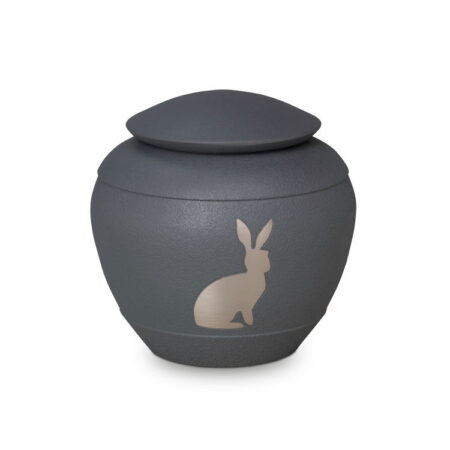 Grey Urn with Rabbit Design