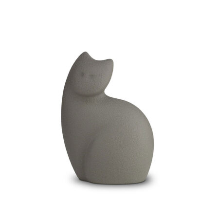 Porcelain Cat Urn Sitting Grey