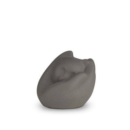 Porcelain Cat Urn in Hand Grey