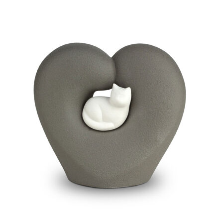 Porcelain Heart with Cat Urn