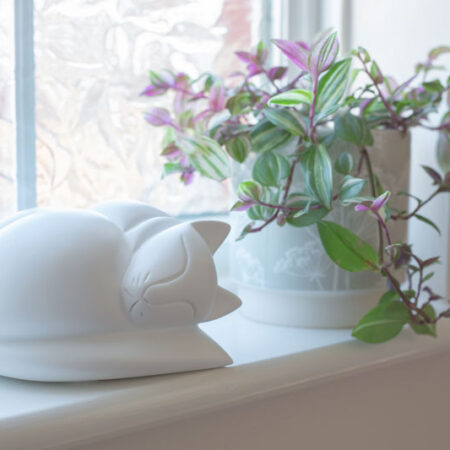 Sleeping Cat Resin Urn Lifestyle