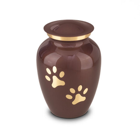 Tall Paw Print Urn Brown