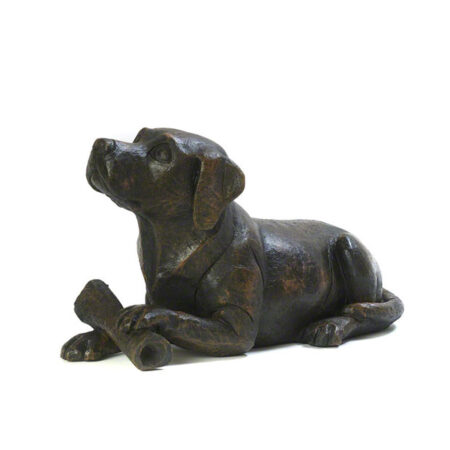 bronze dog urn dog with bone