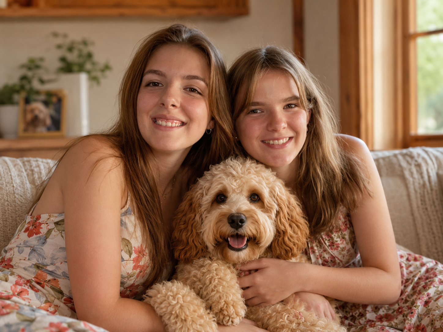 Two children cuddling their dog, supporting a blog about children grieving a pet and pet loss support for children